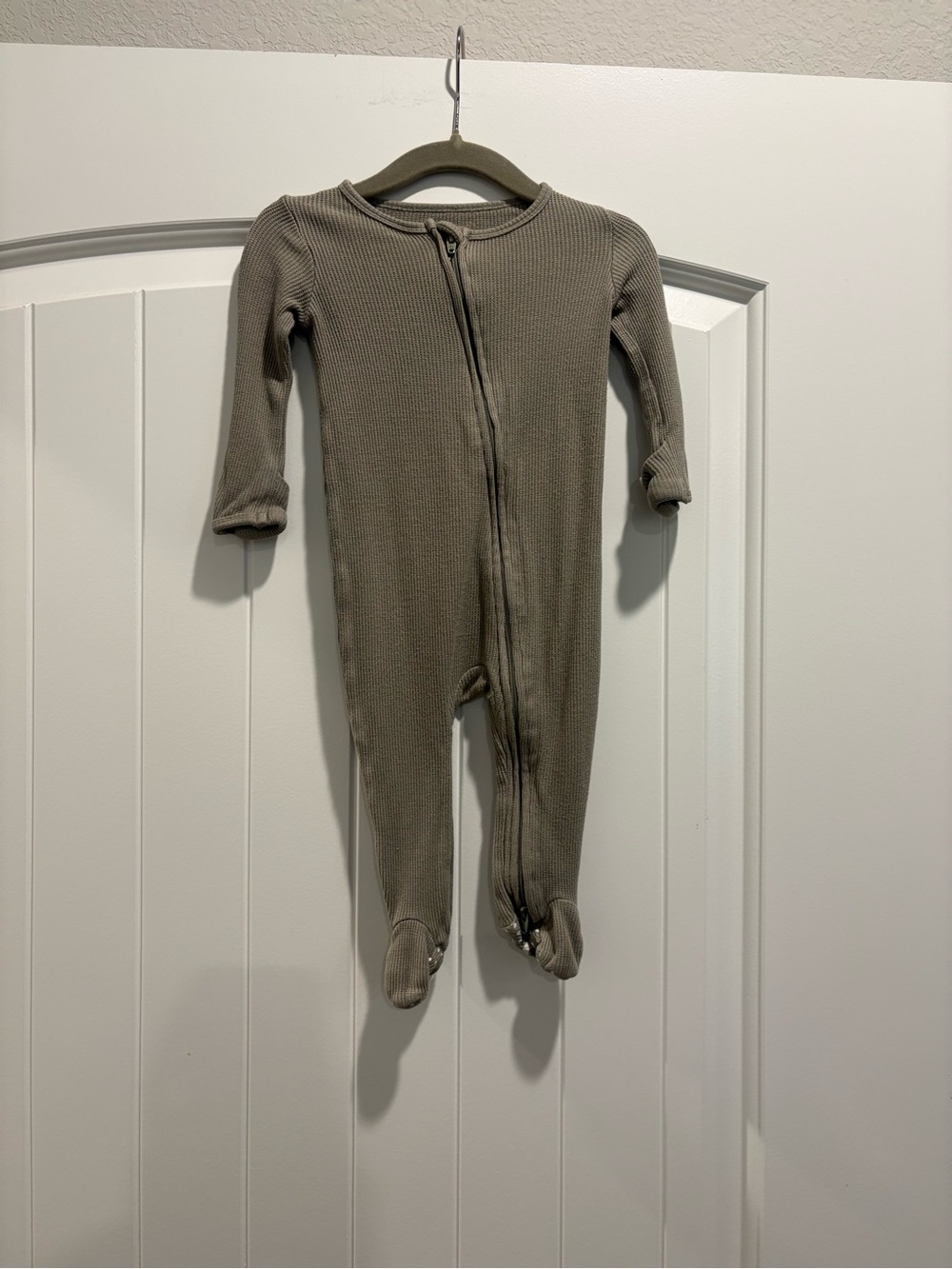 Caden Lane Eucalyptus Waffle Bamboo Zipper Footie 3-6M